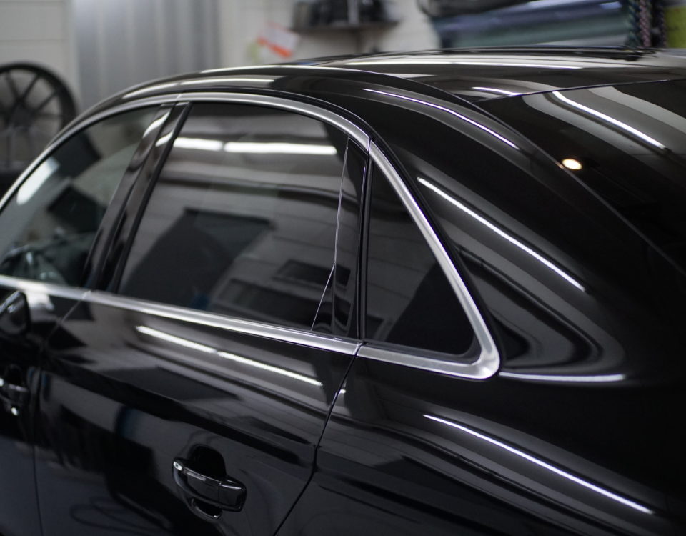 Audi A3 sedan raamlijsten satijnzwart wrappen