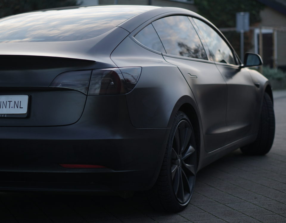 Tesla Model 3 satijn zwart wrap
