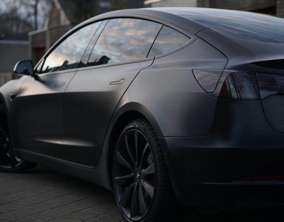 Tesla Model 3 satijn zwart wrap