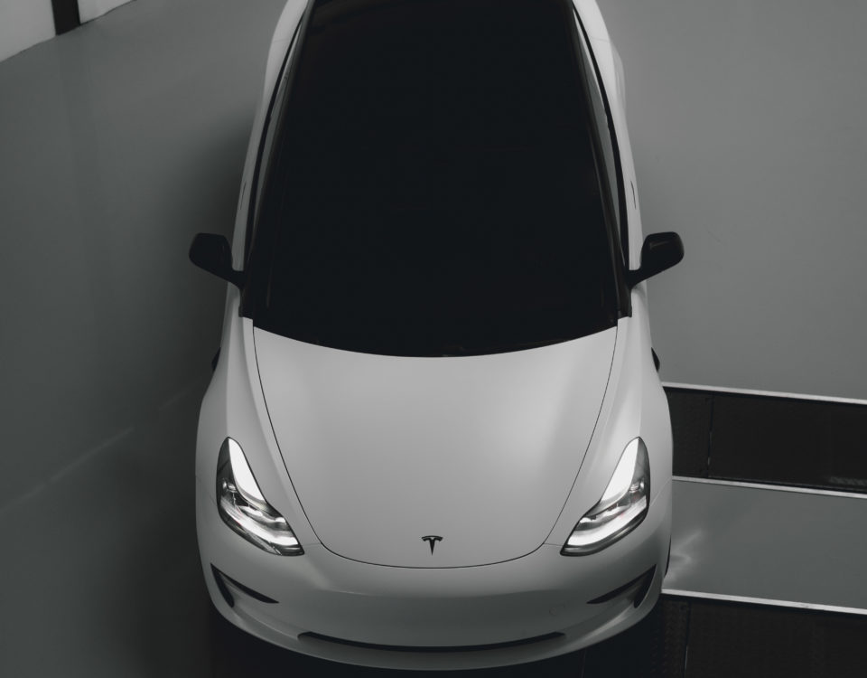 Tesla Model 3 satijn wit wrap