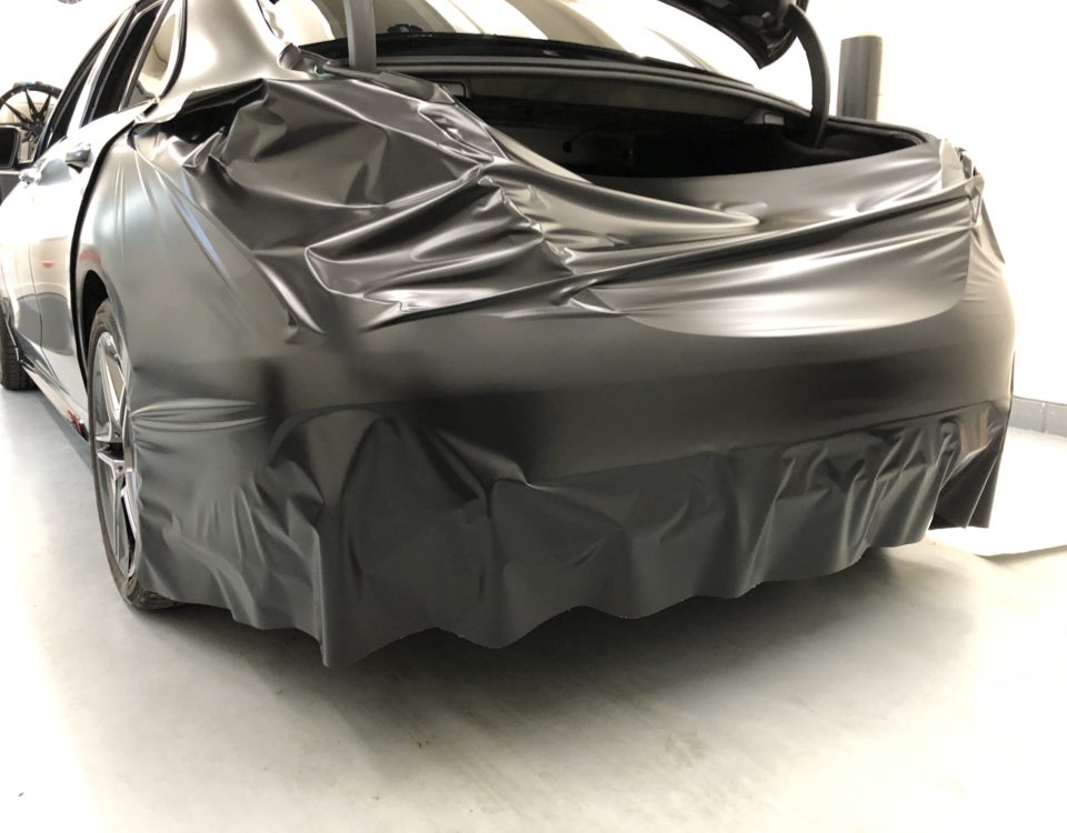 Mercedes C Klasse wrap satijn zwart