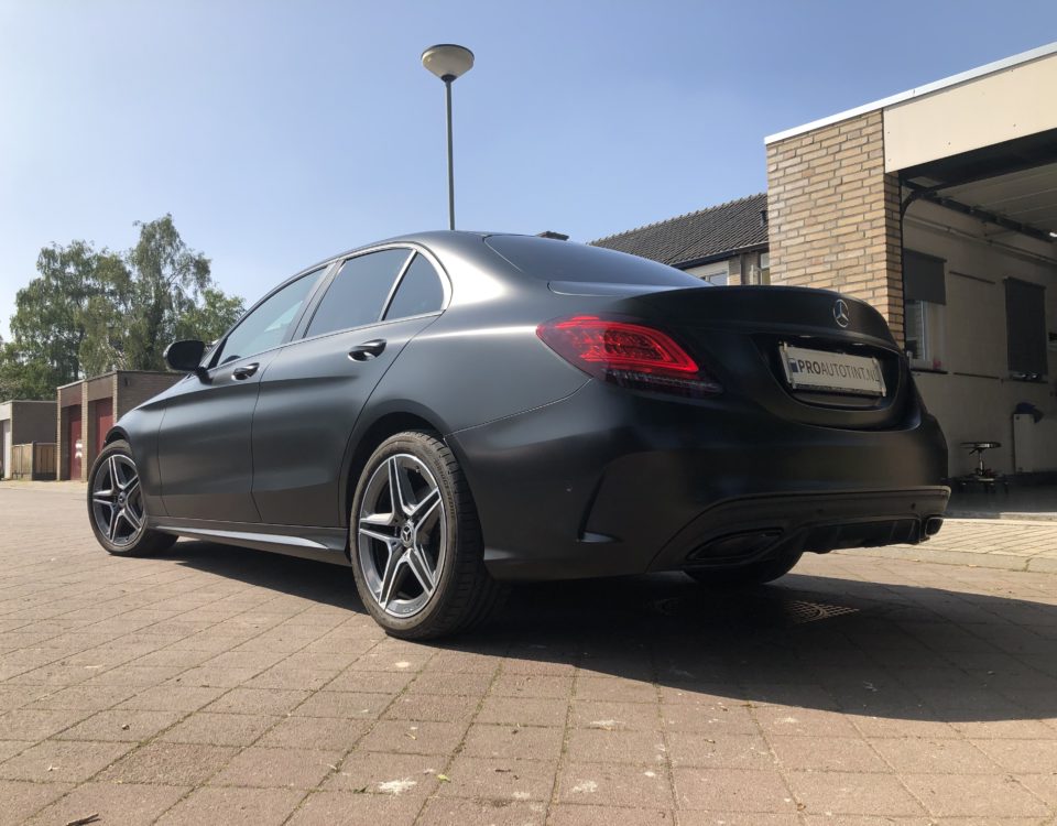 Mercedes C Klasse wrap satijn zwart